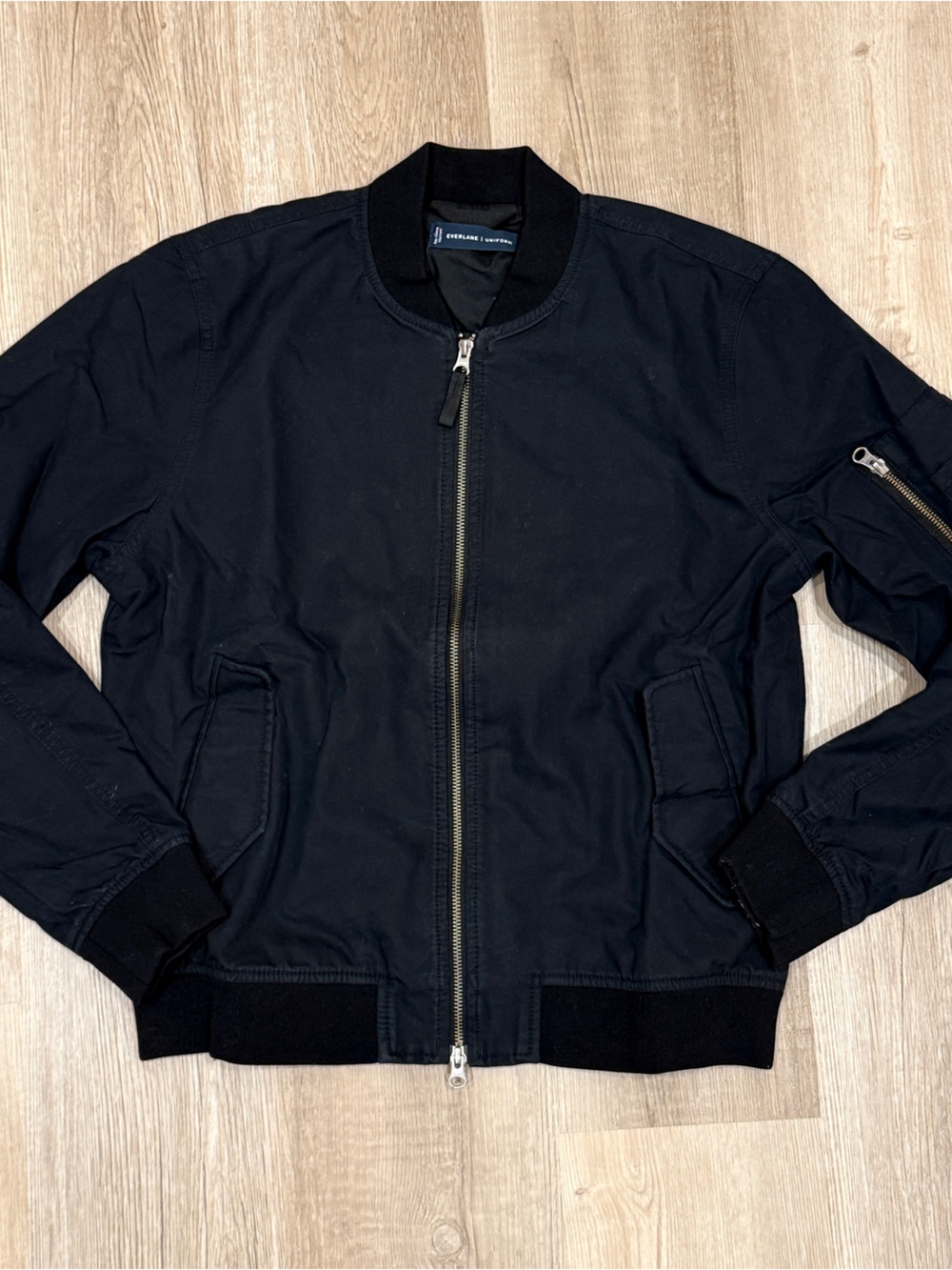 Everlane Black Men's Bomber Jacket with Ribbed Trim